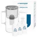 Klaasist veekan Wessper D2, borosilikaat, 3 l, hall, 4 filtriga