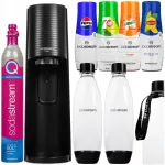 SodaStream Terra s&uuml;sihappegaasi valmistaja, 2 pudelit, 4 siirupit Pepsi, 7UP, Lipton