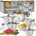 ZINCO 8-osaline roostevabast terasest pottide komplekt, sobib induktsioonile ja gaasile