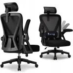 Kontoritool, must, ergonoomiline, kokkupandavad k&auml;etoed, kiikumisfunktsioon, kuni 150 kg