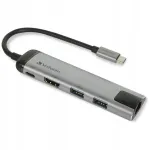 Verbatim USB-C adapter HDMI, 2x USB-A ja Ethernet alumiiniumist