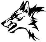 Kleebis autole, s&uuml;learvutile v&otilde;i klaasile &bdquo;Furious Wolf Mouth&ldquo;, 15 x 16,5 cm