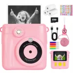 Laste roosa fotokaamera prindiga, 32GB