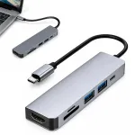 USB-C jaotur 6-&uuml;hes: 2x USB, HDMI 4K, USB-C PD 100W