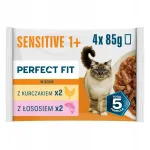 PERFECT FIT Sensitive 1+ m&auml;rg kassitoit kanaliha ja l&otilde;heka kastmes, 4 x 85 g