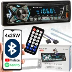 Autoraadio Bluetoothi, USB, AUX, SD, mikrofoniga ning kaugjuhtimispuldiga