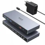 USB-C dock 15 pordiga, 2x 4K HDMI, 65W toide