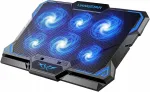 S&uuml;learvuti jahutusalus RGB-valgustusega, 6 ventilaatorit, 2 USB, 2200 p/min, ergonoomiline