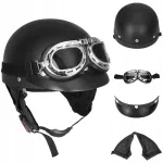 Nahast retro stiilis motorrattakiiver, must, klaasidega