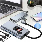 USB-C adapter 10-in-1: HDMI 4K, USB 3.0, LAN RJ45, AUX, TF/SD kaardilugeja
