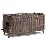 Rotangist kasside tualett 2 kassile, 120x50x60 cm, pruun