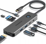 USB-C kontsentraator Campexon 8in1, 100W, HDMI, DP, USB, SD, sobib Surface, MacBook, DELL, HP