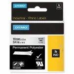 Pol&uuml;esterpael DYMO IND Rhino, 19 mm x 5,5 m, l&auml;bipaistev musta tekstiga