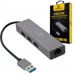 V&otilde;rguadapter Gembird 3x USB 3.0 ja Ethernet (Gigabit)
