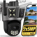 V&auml;line IP WiFi-kaamera 2x5MP, 5GHz, p&ouml;&ouml;ratav, alarmi ja liikumistuvastusega