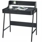 Kirjutuslaud LOFT, must, sahtlite ja v&auml;ikese riiuliga