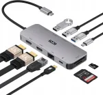 USB-C v&auml;lisjaotur ICZI 9 &uuml;hes: PD, USB 3.0, HDMI 4K, RJ45, SD/TF