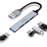 USB jagaja, 4 pesa, USB-A, USB 3.0/2.0, &otilde;huke alumiinium
