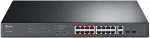 TP-LINK TL-SL1218MP l&uuml;liti, 16x PoE+, 2x 1Gb, 2x SFP, 19" kapile paigaldamiseks