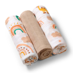 Babyono musliinm&auml;hkmed 3 tk, 70 x 70 cm, liivakarva toonid
