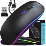 Juhtmevaba hiir Bluetoothi, vaikse režiimi ja RGB-taustvalgusega, must