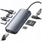 USB-C laienduspesakeskus 8-&uuml;hes: 4K HDMI, PD 100W, Ethernet LAN, SD, TF