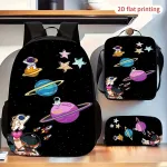Laste seljakottide komplekt, 3 osa, astronaudi, planeetide ja t&auml;htede mustriga