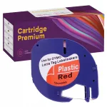Plastikust etiketipael DYMO LetraTag, punane, 12 mm x 4 m