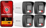 V&auml;liskaamera IP videokaamera HIKVISION 4Mpx, PoE, 1440p, 4 tk komplekt