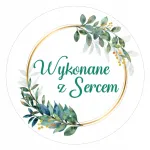 Kleebiste komplekt MADE WITH HEART, dekoratiivsed pitserid k&auml;sit&ouml;&ouml;pakenditele, 48 tk