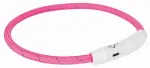 LED-valgust peegeldav TRIXIE USB kaelarihm, L-XL, 65 cm, roosa