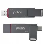 USB m&auml;lupulk 512GB POLION, USB-C ja USB-A, 530 MB/s, USB 3.2