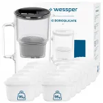 Veefiltri kann Wessper D2, boorosilikaatklaas, 3 l, 12 Aquamax filtriga