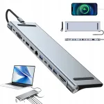USB-C 12in1 dokijaam 3 HDMI, 4K, VGA, PD 100W-ga