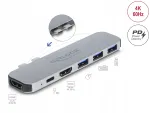 Dokijaam Delock 87753 MacBookile, kahe 4K HDMI, PD ja USB liidestega