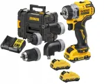 Kerge juhtmeta puur DEWALT DCD703L2T, 12V, 2x3,0Ah, 4 otsikuga