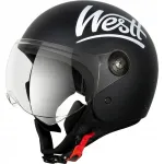Mootorrattakiiver WESTT Jet, retro stiilis, matt must, suurus M