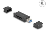 USB 5Gb/s USB-C/USB-A kaardilugeja Delock 91020 SD ja microSD kaartidele