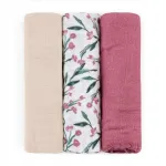 Taaskasutatavate bambusest m&auml;hkmede komplekt PETITE&MARS Moussy, 3 tk, Pink Meadow