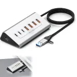 USB jagaja, 7 pordiga, USB 3.2, toiteallikaga