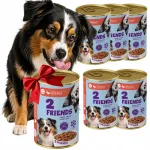 2 Friends m&auml;rgtoit koertele pardilihaga, 71% liha kastmes, 5 x 1240 g + 1 tasuta