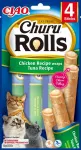 Kassilemmikvabandused INABA CIAO CHURU ROLLS kanaga ja tuuniga, 4 x 10 g
