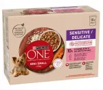Koerakonservid PURINA ONE Mini Sensitive l&otilde;he kastmes, 10 x 85 g