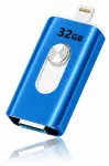 32GB sinine 3in1 USB m&auml;lupulk: USB 3.0, Lightning, Micro USB