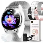Naiste nutikell AMOLED-ekraaniga, verer&otilde;hu m&otilde;&otilde;tja, k&otilde;nefunktsioon, spordirežiimid, poolakeelne men&uuml;&uuml;, 4 rihma