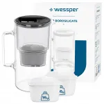 Wessper D2 klaasist veefiltri kann borosilikaat, 3 l, must 3 filtriga