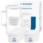 Wessper D2 borosilikaat klaasist filtreeriv veepurk 3 l valge + 6 filtrit