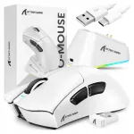 Attack Shark V3PRO traadita optiline hiir valge laadimisalusega