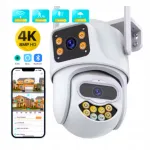 V&auml;listingi WiFi IP-kaamera, 8MP, 4K, 360&deg; topelt AI-ga, v&auml;rviline &ouml;&ouml;n&auml;gemine, 64 GB