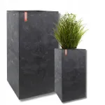 Liikuv lillekast KARO 30x30x60 cm, must betoon, IMITATION CONCRETE